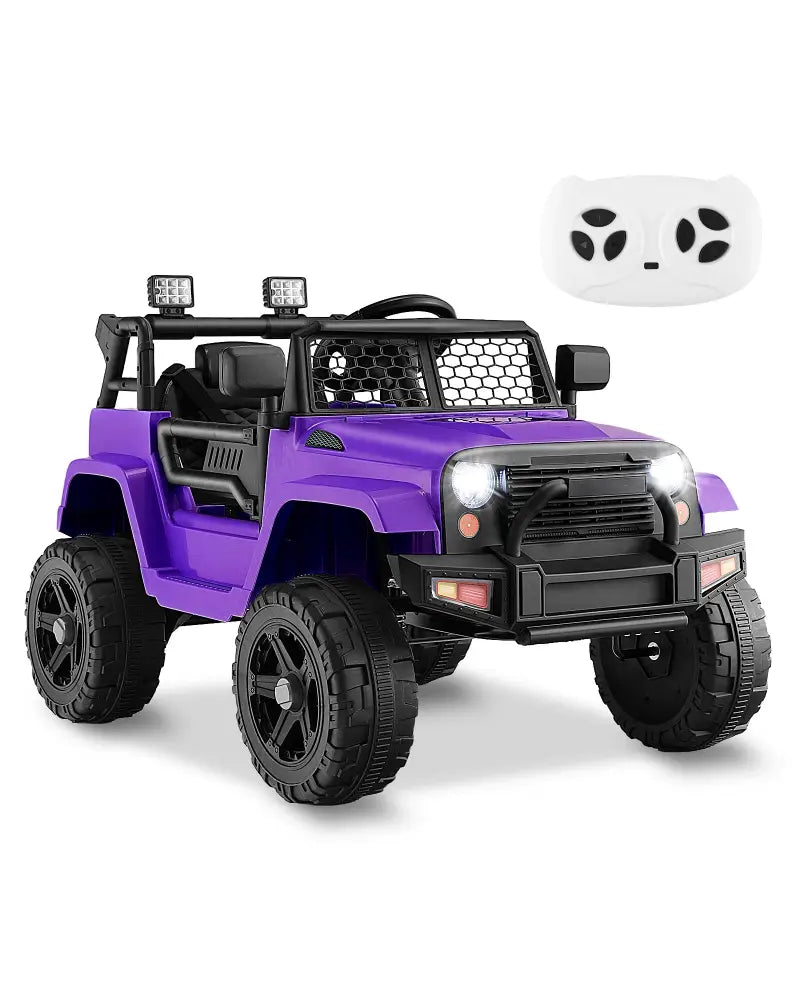 12V Kids Ride On Truck with Remote Control and Headlights-Purple - Purple - Powered Ride On Toys