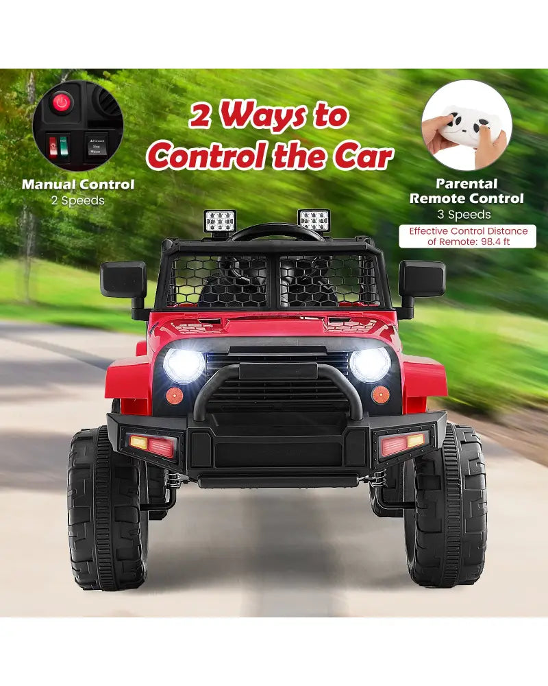 12V Kids Ride On Truck with Remote Control and Headlights-Red - Red - Powered Ride On Toys