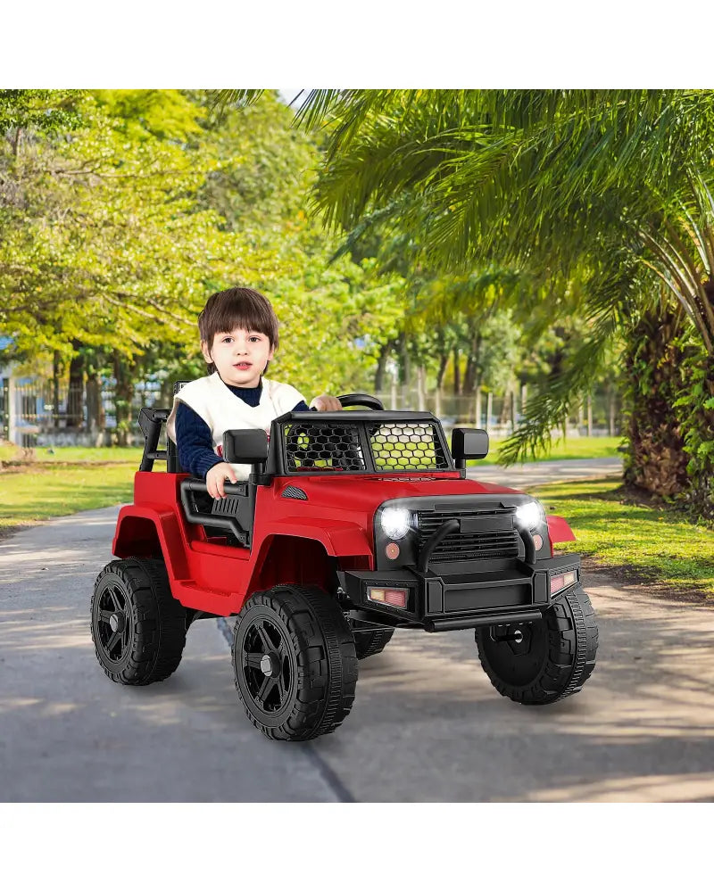 12V Kids Ride On Truck with Remote Control and Headlights-Red - Red - Powered Ride On Toys