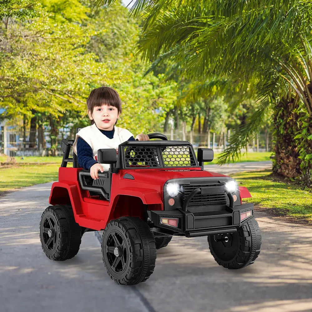 12V Kids Ride On Truck with Remote Control and Headlights-Red - Red - Powered Ride On Toys