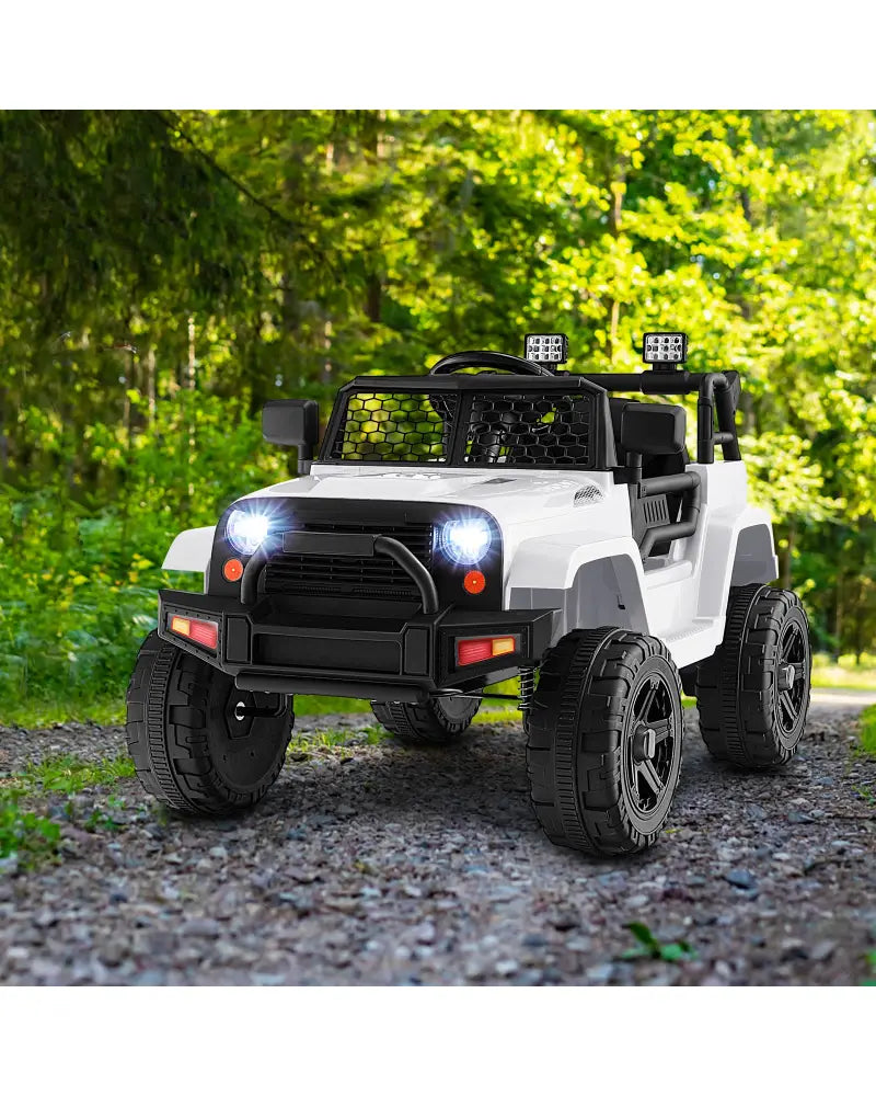 12V Kids Ride On Truck with Remote Control and Headlights-White - White - Powered Ride On Toys