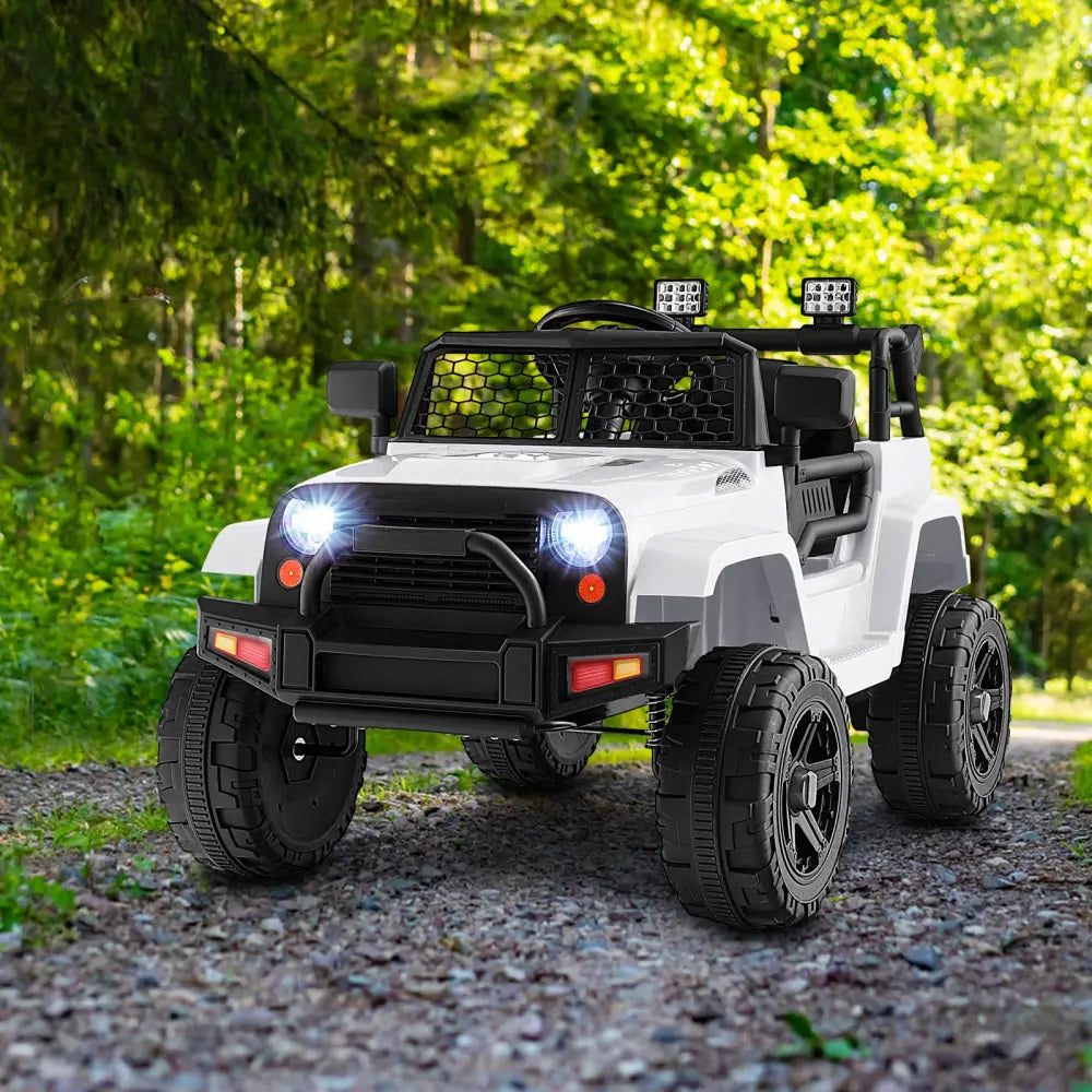 12V Kids Ride On Truck with Remote Control and Headlights-White - White - Powered Ride On Toys
