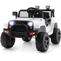 12V Kids Ride On Truck with Remote Control and Headlights-White - White - Powered Ride On Toys