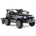 12V Kids Ride On UTV Car with Detachable Trailer - Black - Oasis Home Essentials