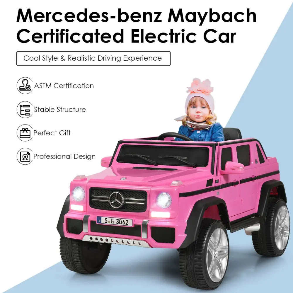 12V Licensed Mercedes-Benz Kids Ride On Car-Pink - Pink - Powered Ride On Toys