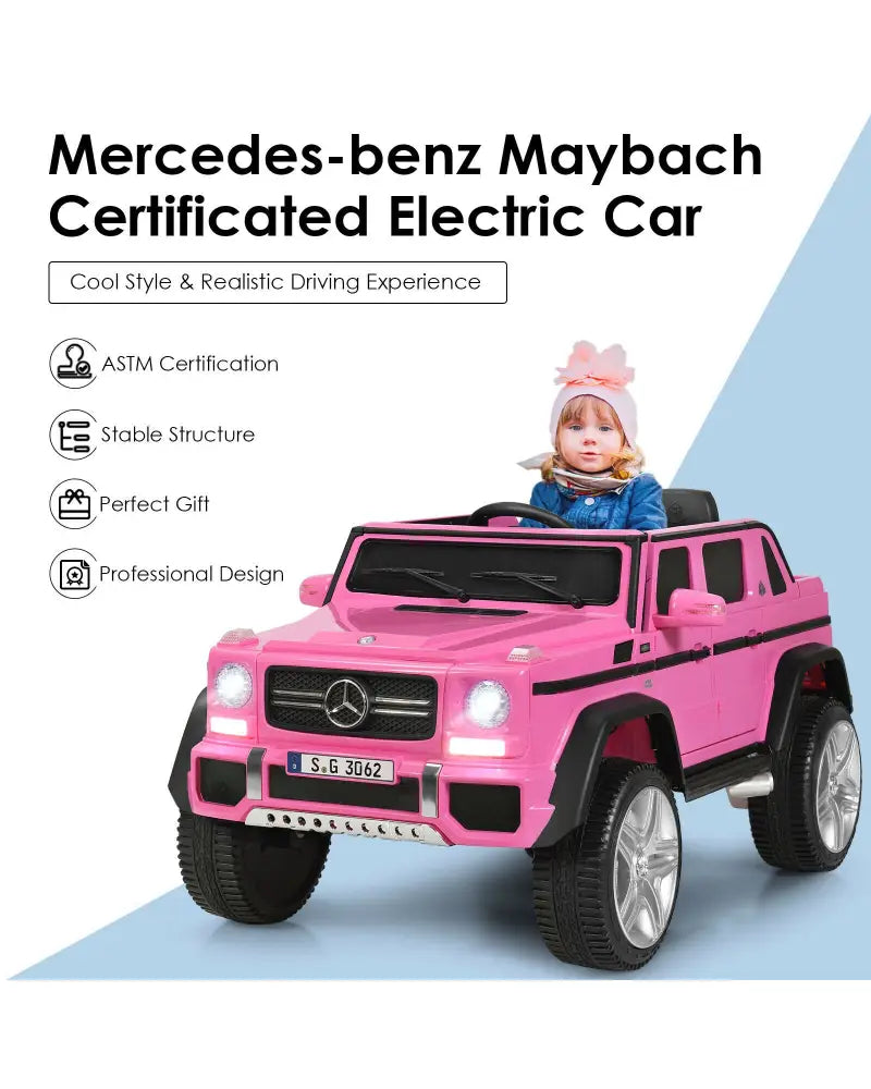 12V Licensed Mercedes-Benz Kids Ride On Car-Pink - Pink - Powered Ride On Toys