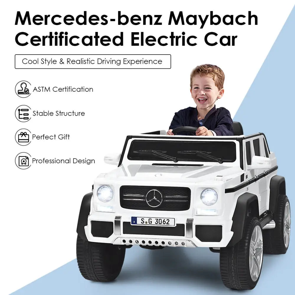 12V Licensed Mercedes-Benz Kids Ride On Car-White - White - Powered Ride On Toys