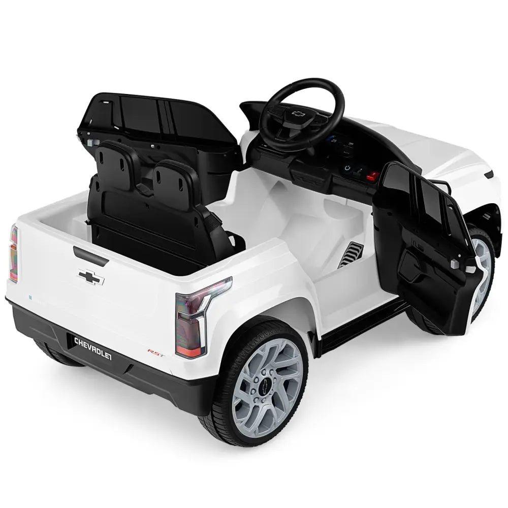 12V Ride on Car Truck Licensed Chevrolet with Remote Control Gift for 3+-White - White - Powered Ride On Toys