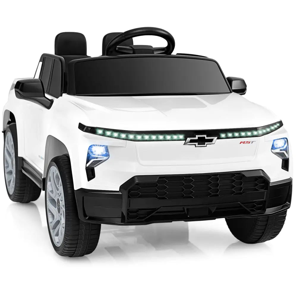 12V Ride on Car Truck Licensed Chevrolet with Remote Control Gift for 3+-White - White - Powered Ride On Toys