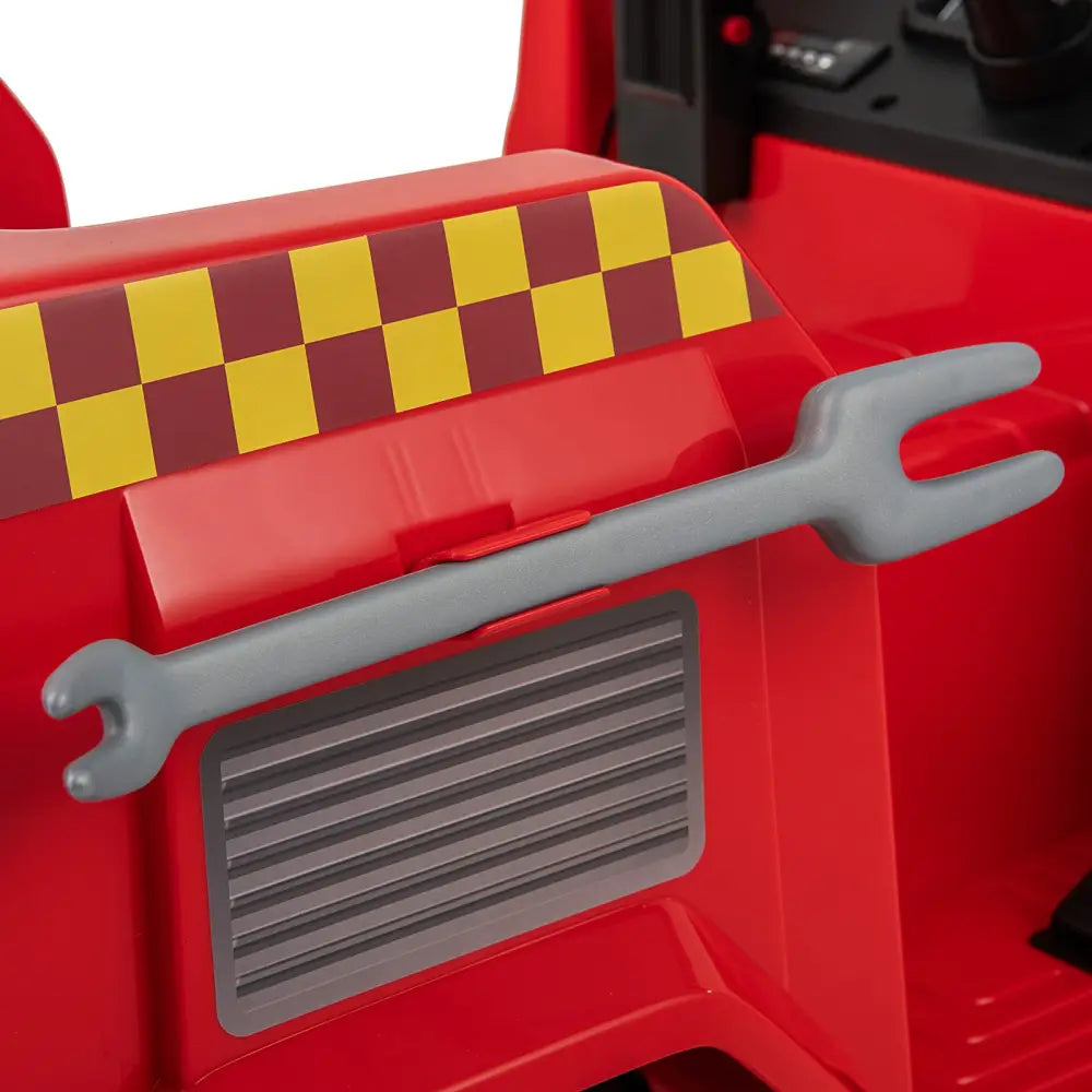12V Ride on Fire Truck Powered Car with Water Gun and Interphone-Red - Red - Powered Ride On Toys