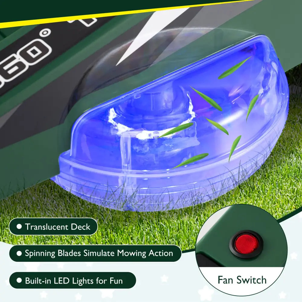 12V Ride on Lawn Mower for Kids with Dual Control Sticks and LED Lights-Green - Green - Powered Ride On Toys