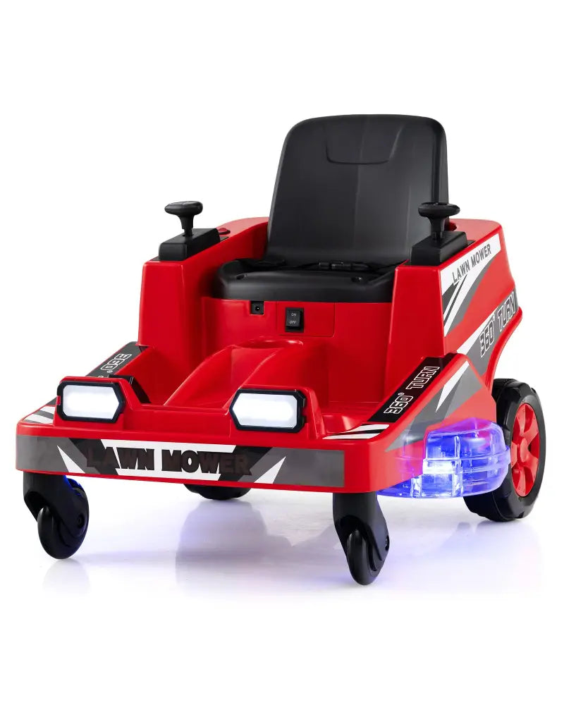 12V Ride on Lawn Mower for Kids with Dual Control Sticks and LED Lights-Red - Red - Powered Ride On Toys