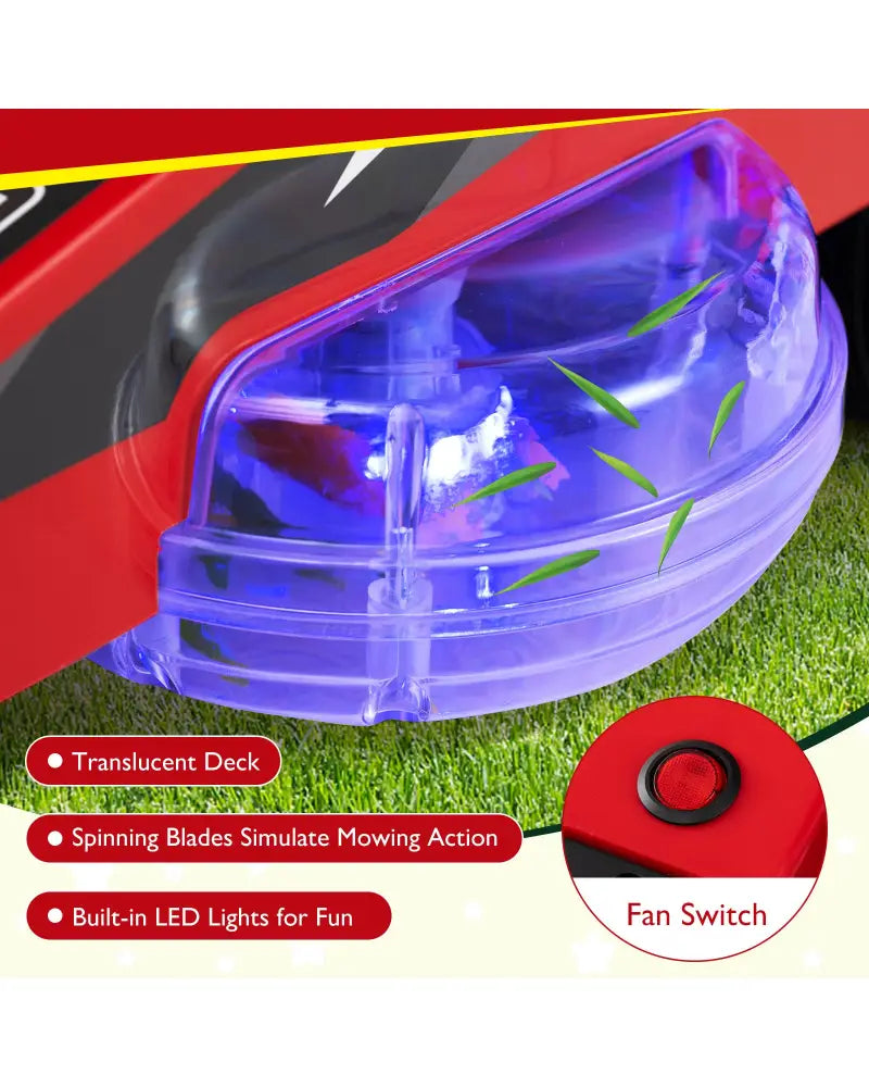 12V Ride on Lawn Mower for Kids with Dual Control Sticks and LED Lights-Red - Red - Powered Ride On Toys
