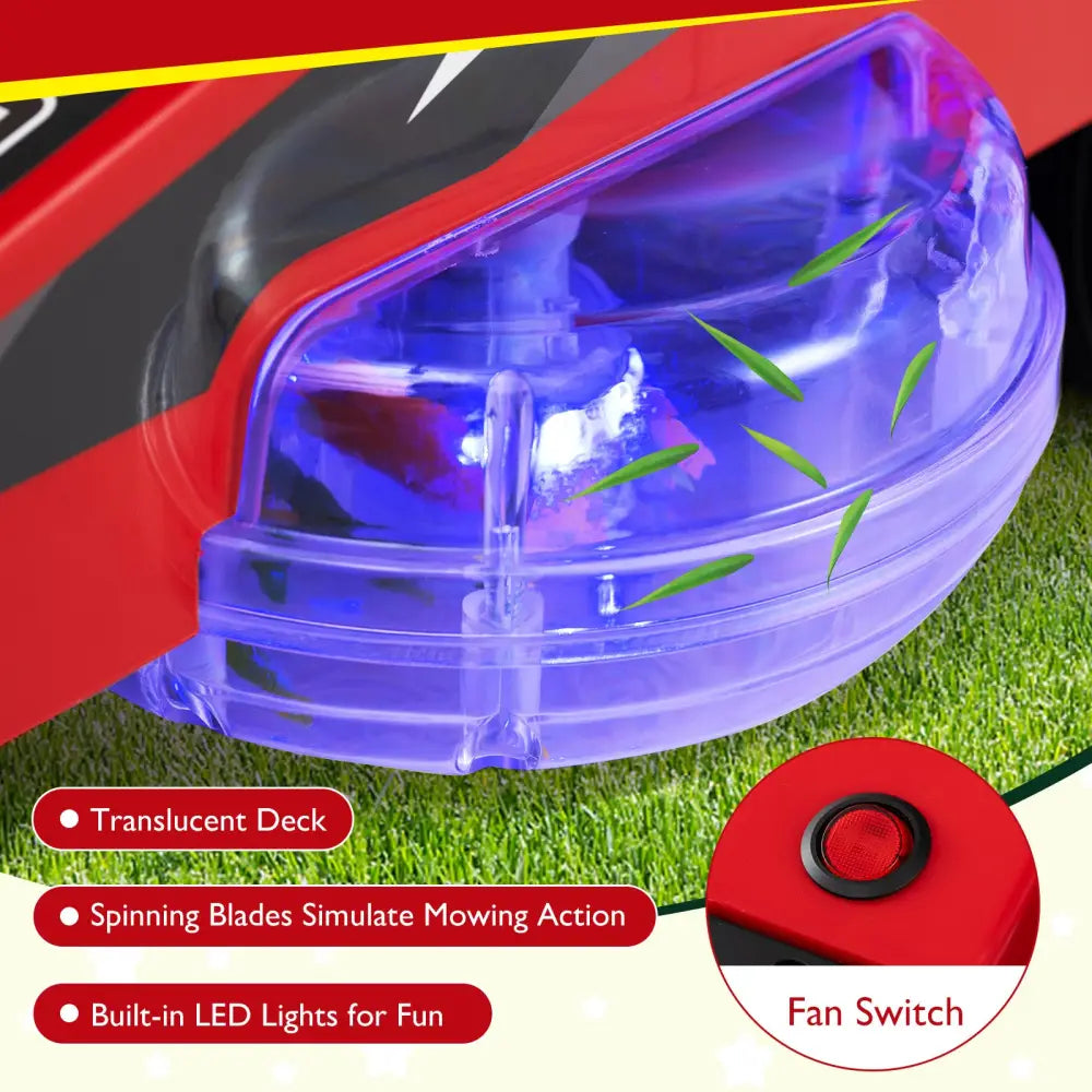 12V Ride on Lawn Mower for Kids with Dual Control Sticks and LED Lights-Red - Red - Powered Ride On Toys