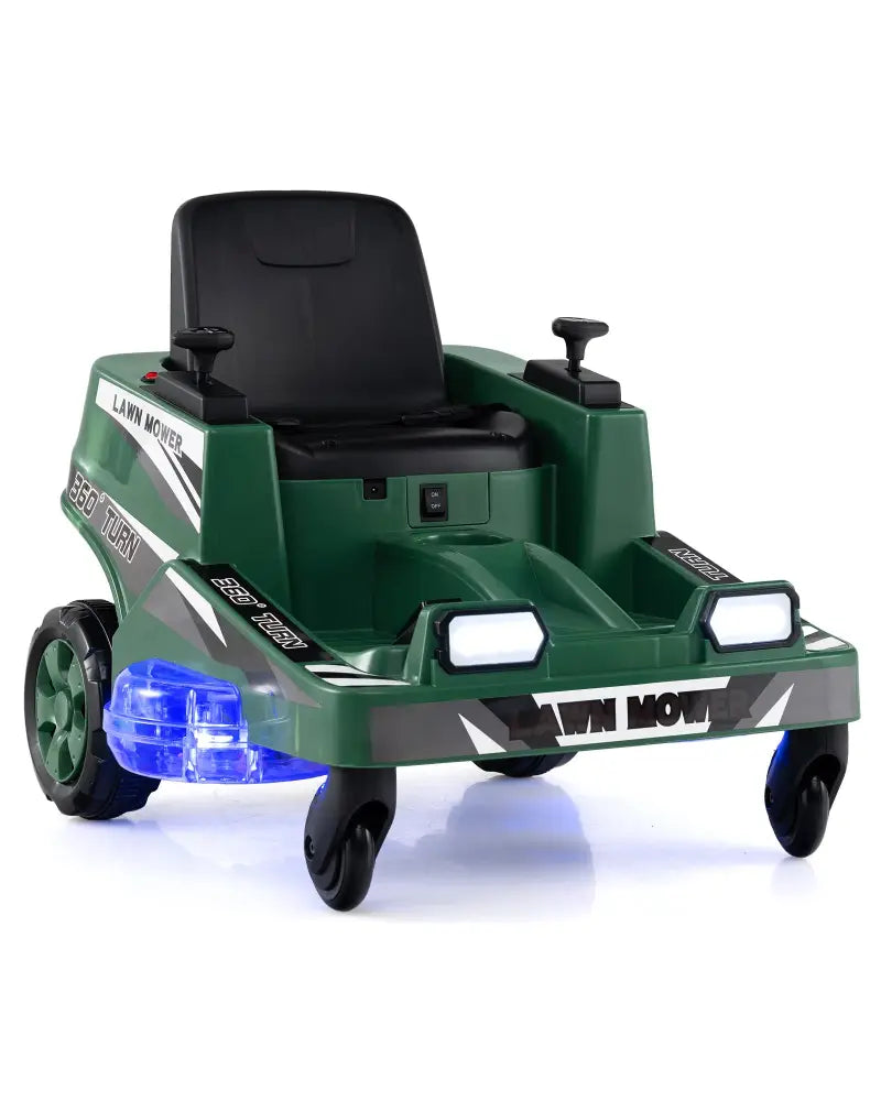 12V Ride on Lawn Mower for Kids with Dual Control Sticks and LED Lights-Green - Green - Powered Ride On Toys