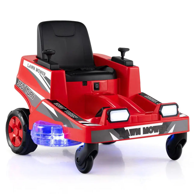 12V Ride on Lawn Mower for Kids with Dual Control Sticks and LED Lights-Red - Red - Powered Ride On Toys