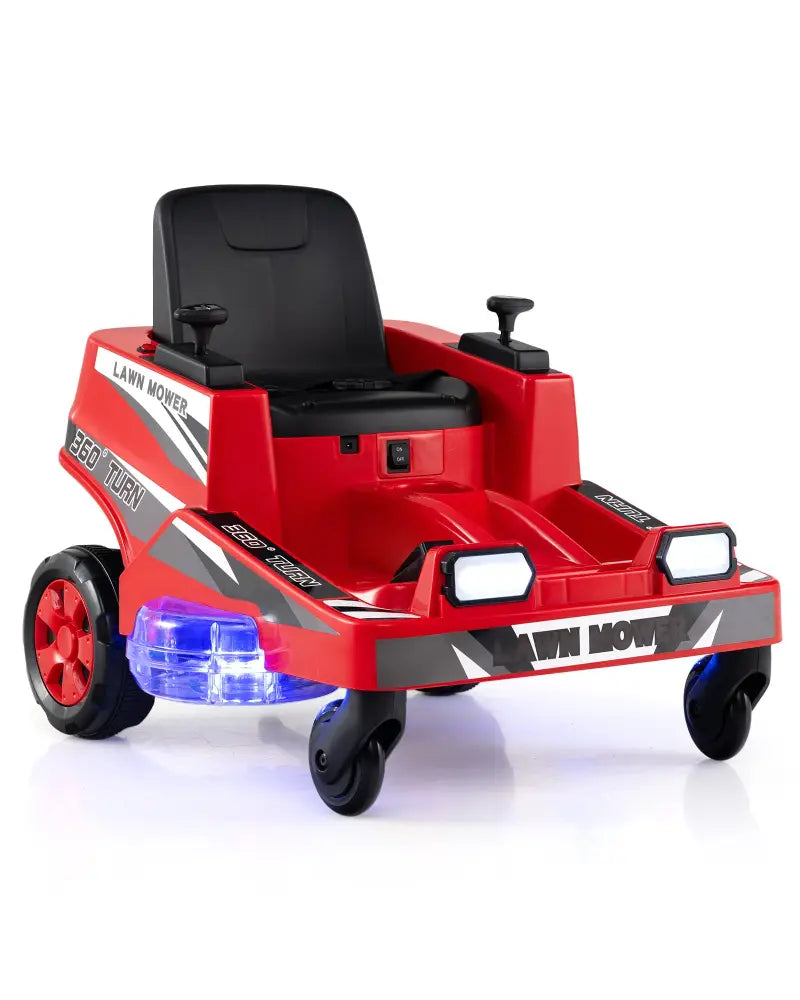 12V Ride on Lawn Mower for Kids with Dual Control Sticks and LED Lights-Red - Red - Powered Ride On Toys