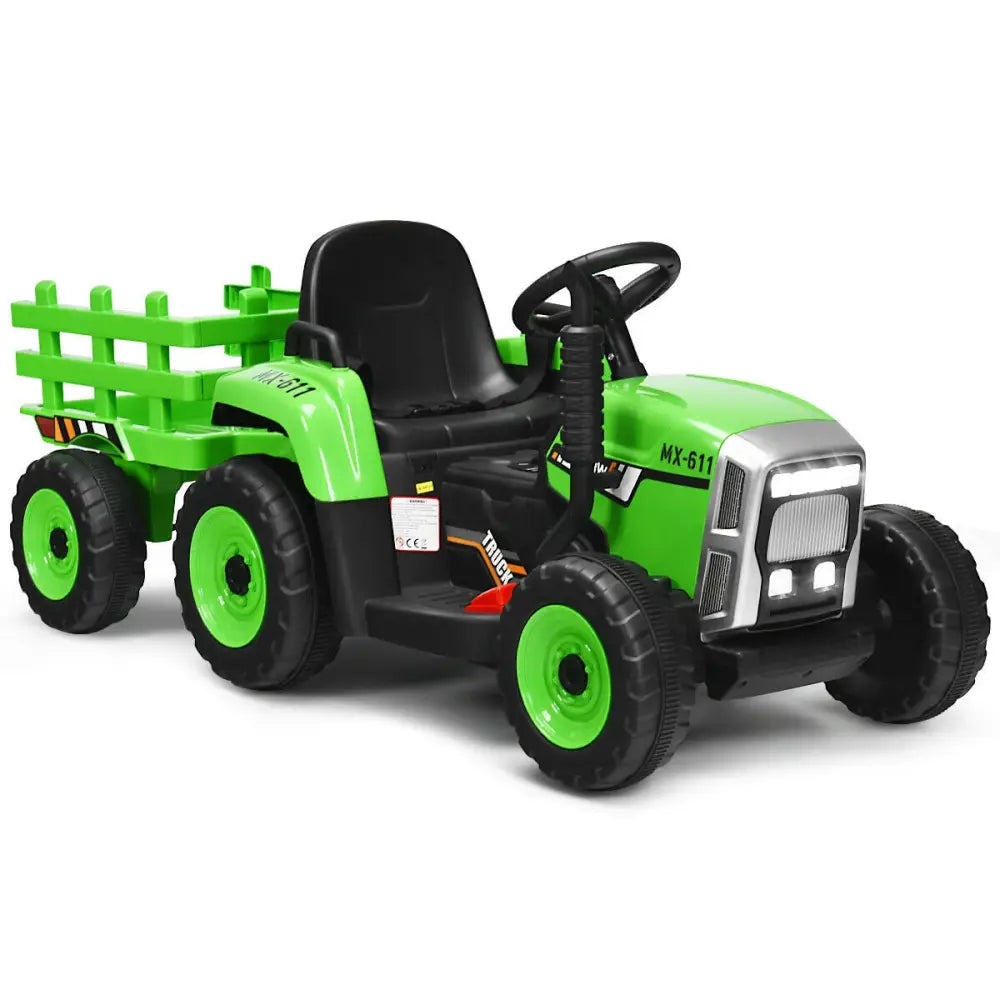 12V Ride on Tractor with 3-Gear-Shift Ground Loader for Kids 3+ Years Old-Green - Green - Powered Ride On Toys