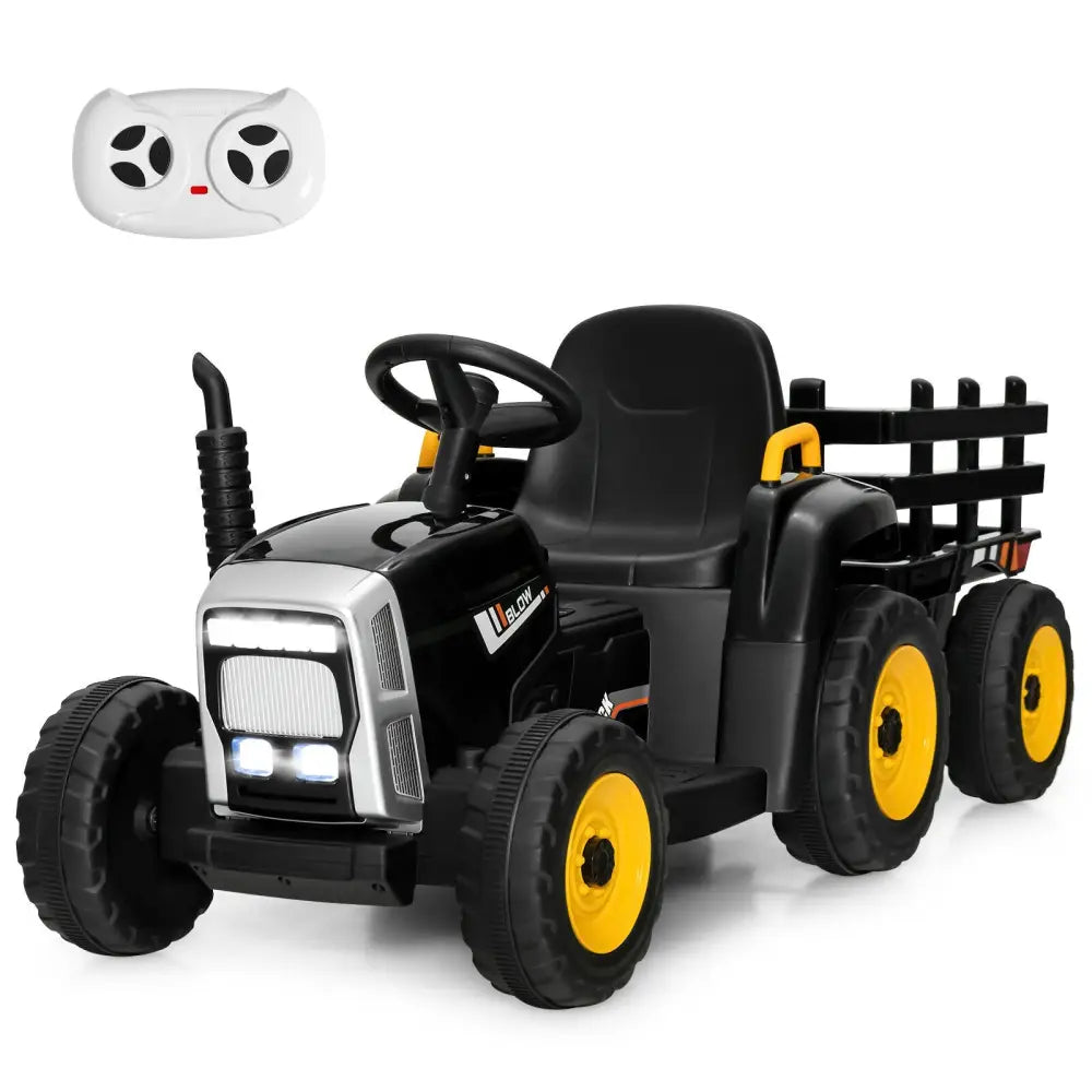 12V Ride on Tractor with 3-Gear-Shift Ground Loader for Kids 3+ Years Old-Black - Black - Powered Ride On Toys