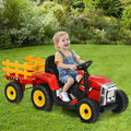 12V Ride on Tractor with 3-Gear-Shift Ground Loader for Kids 3+ Years Old-Red - Red - Powered Ride On Toys