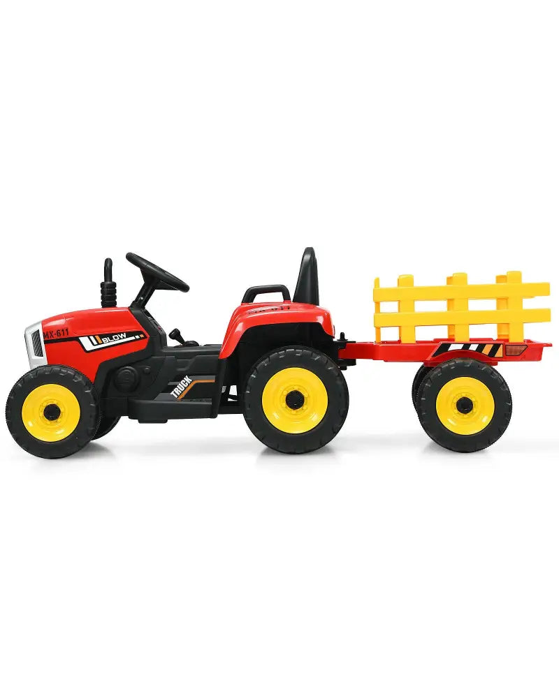 12V Ride on Tractor with 3-Gear-Shift Ground Loader for Kids 3+ Years Old-Red - Red - Powered Ride On Toys