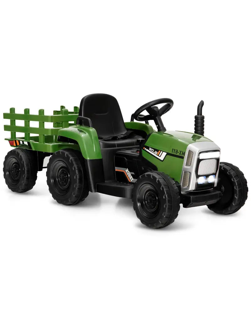 12V Ride on Tractor with 3-Gear-Shift Ground Loader for Kids 3+ Years Old-Dark Green - Dark Green - Powered Ride On Toys