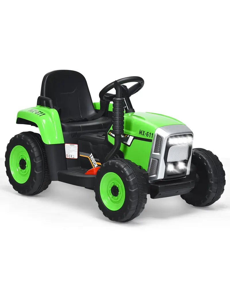 12V Ride on Tractor with 3-Gear-Shift Ground Loader for Kids 3+ Years Old-Green - Green - Powered Ride On Toys
