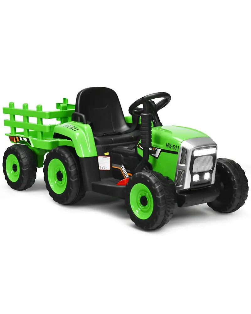 12V Ride on Tractor with 3-Gear-Shift Ground Loader for Kids 3+ Years Old-Green - Green - Powered Ride On Toys