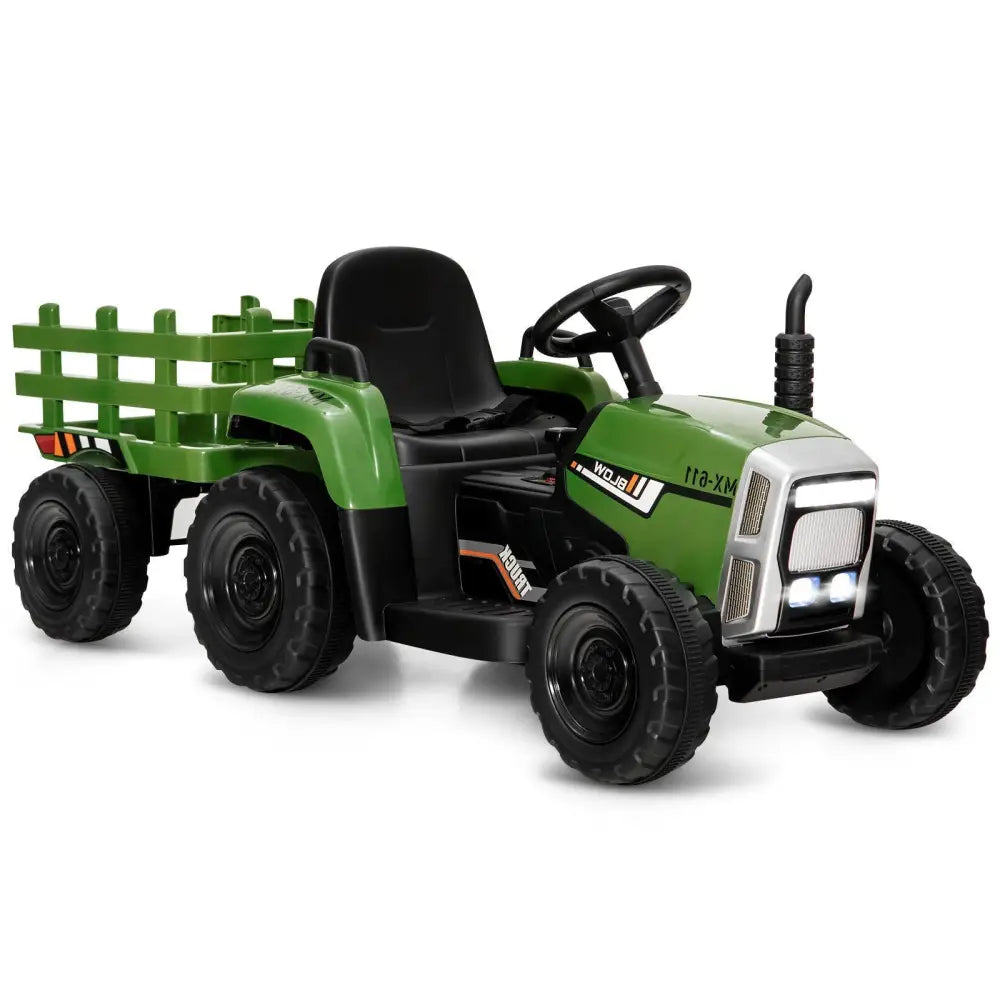 12V Ride on Tractor with 3 - Gear - Shift Ground Loader for Kids 3+ Years Old - Dark Green - Oasis Home Essentials