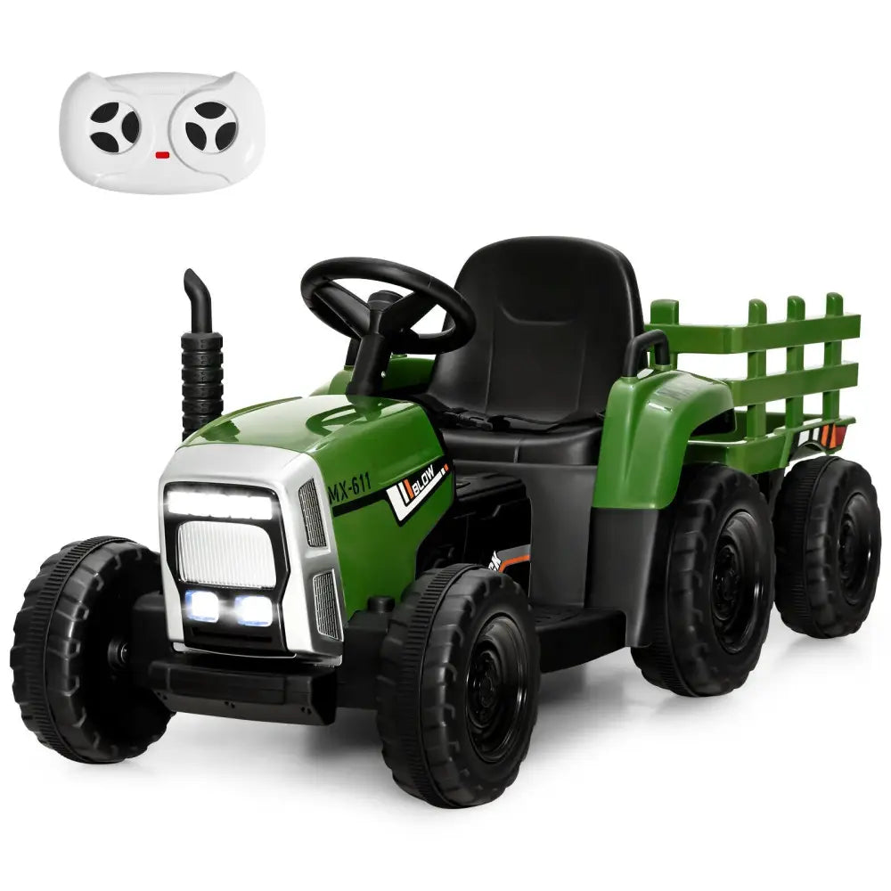12V Ride on Tractor with 3 - Gear - Shift Ground Loader for Kids 3+ Years Old - Dark Green - Oasis Home Essentials