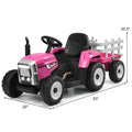 12V Ride on Tractor with 3-Gear-Shift Ground Loader for Kids 3+ Years Old-Pink - Pink - Powered Ride On Toys