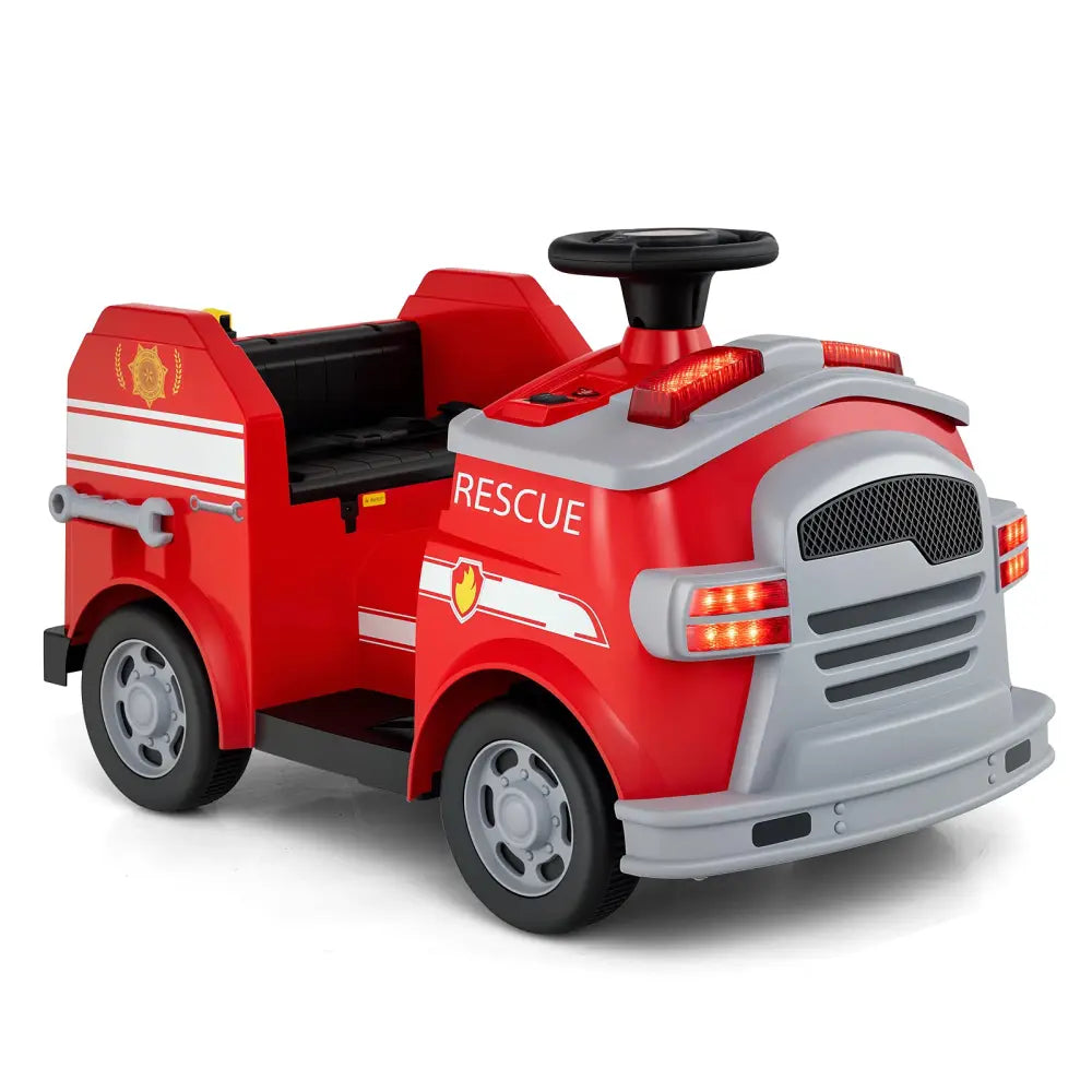 12V Toddler Fire Toy Car with Shovel and Wrench for Ages 37-95 Months-Red - Red - Powered Ride On Toys