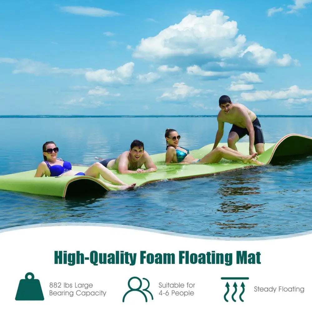 12‘x 6‘3 Layer Floating Water Pad-Green - Green - Swimming