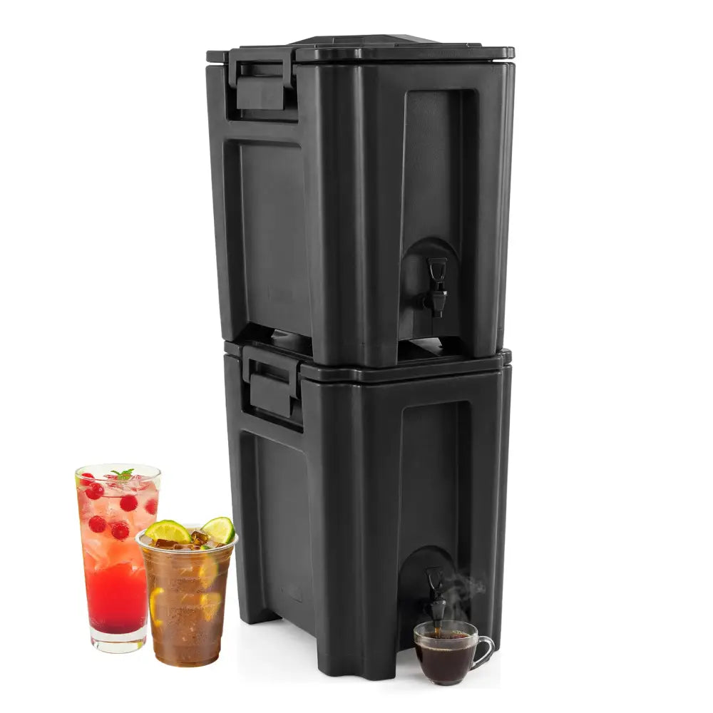 13.2 Gal Insulated Beverage Dispenser Commercial with Two-Stage Faucet-2 Pieces - Black - Water Dispensers
