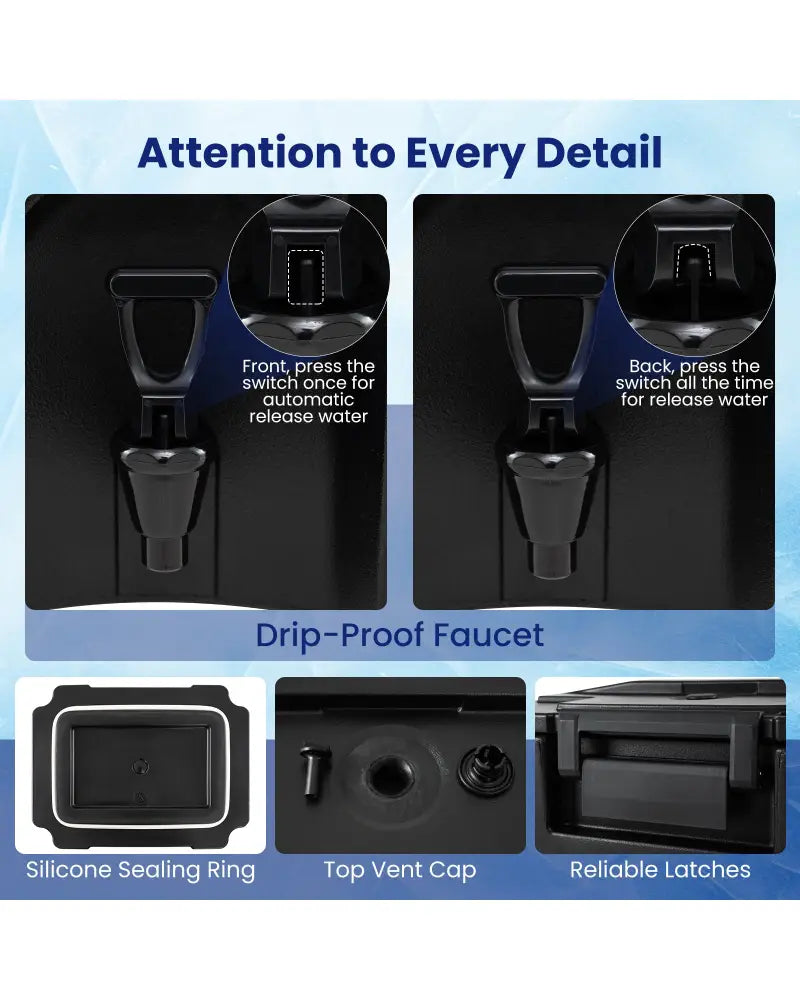 13.2 Gal Insulated Beverage Dispenser Commercial with Two-Stage Faucet-3 pieces - Black - Water Dispensers