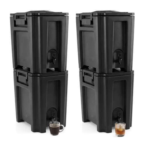 13.2 Gal Insulated Beverage Dispenser Commercial with Two-Stage Faucet-4 pieces - Black - Water Dispensers