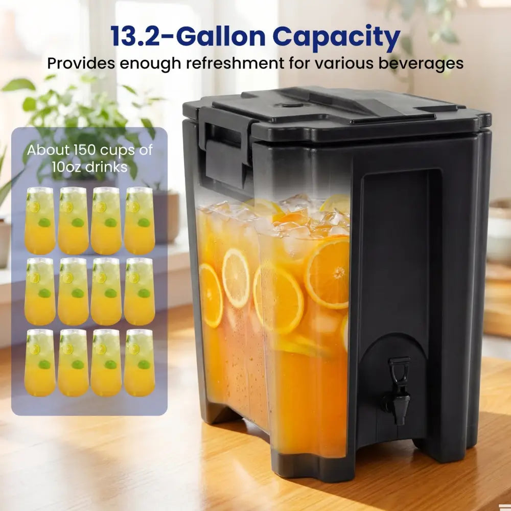 13.2 Gal Insulated Beverage Dispenser Commercial with Two - Stage Faucet - 3 pieces - Oasis Home Essentials