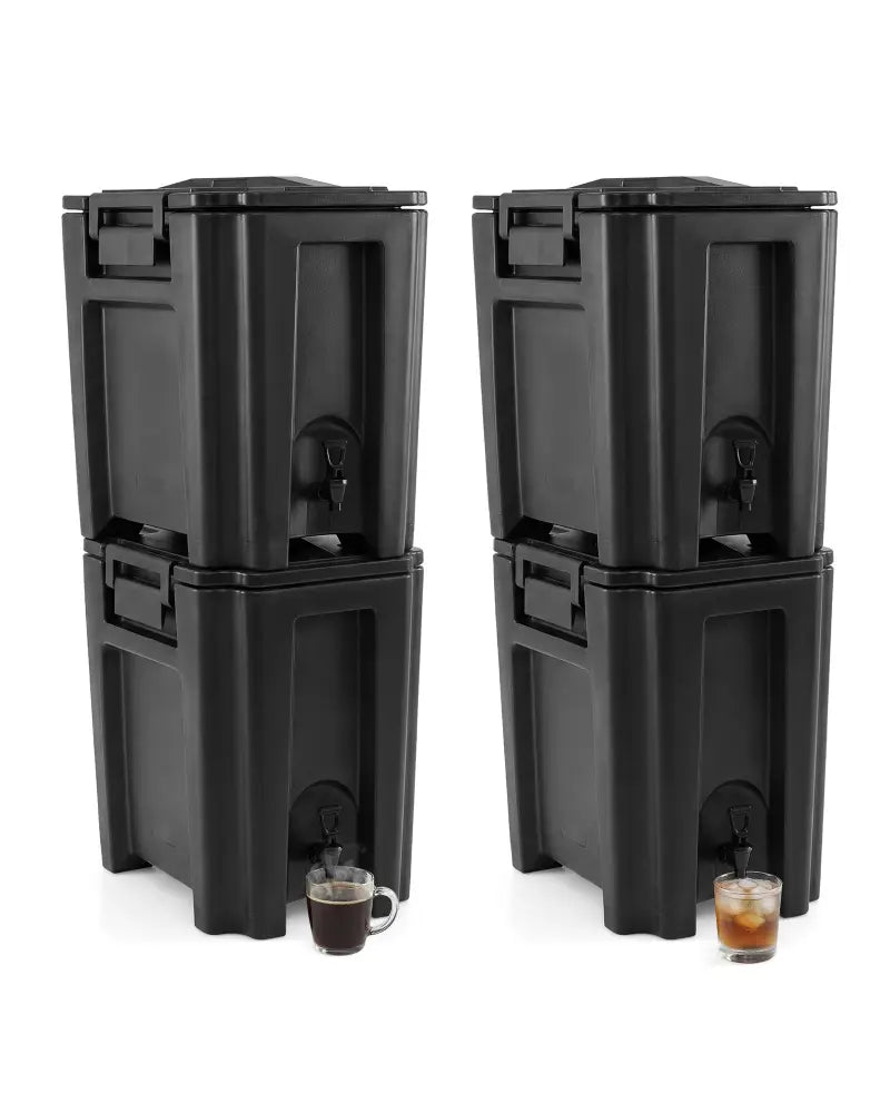 13.2 Gal Insulated Beverage Dispenser Commercial with Two-Stage Faucet-4 pieces - Black - Water Dispensers