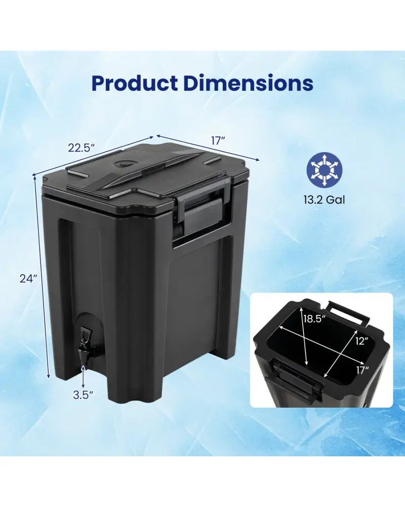 13.2 Gal Insulated Beverage Dispenser Commercial with Two-Stage Faucet-Black - Black - Water Dispensers