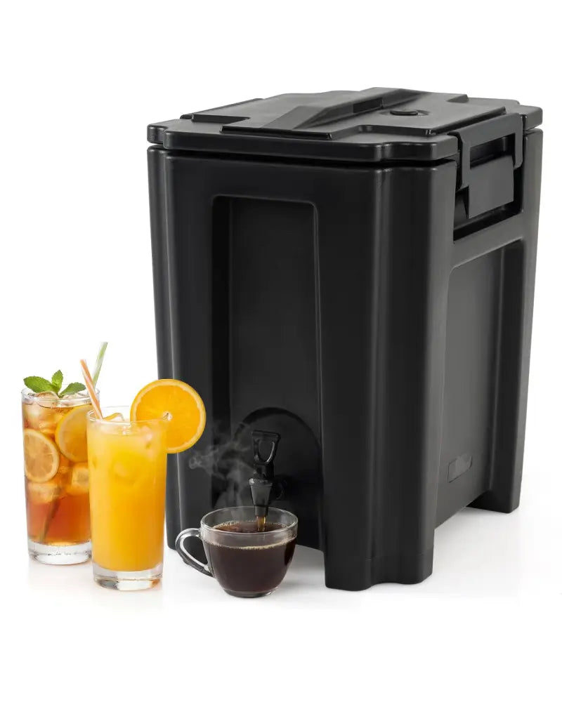 13.2 Gal Insulated Beverage Dispenser Commercial with Two-Stage Faucet-Black - Black - Water Dispensers
