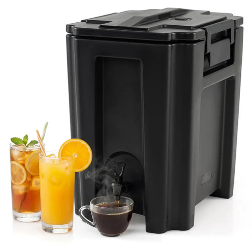 13.2 Gal Insulated Beverage Dispenser Commercial with Two-Stage Faucet-Black - Black - Water Dispensers