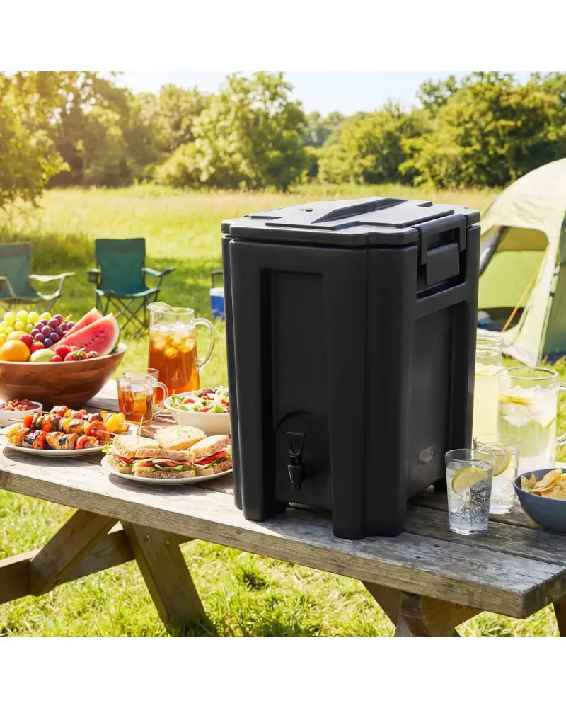 13.2 Gal Insulated Beverage Dispenser Commercial with Two-Stage Faucet-Black - Black - Water Dispensers