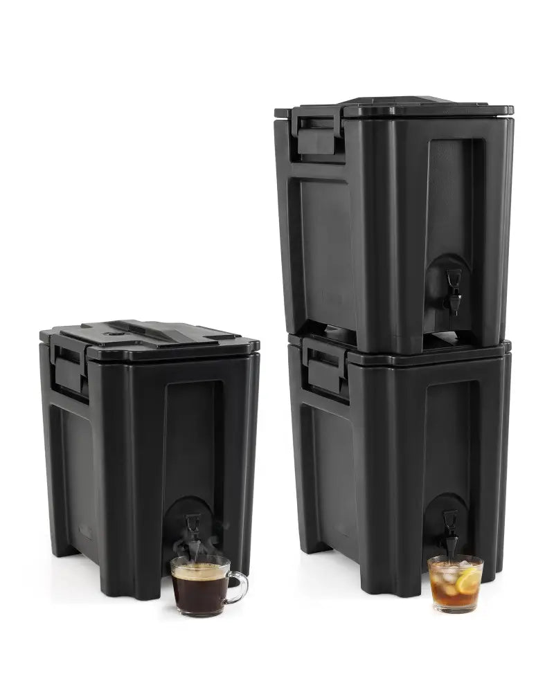 13.2 Gal Insulated Beverage Dispenser Commercial with Two-Stage Faucet-3 pieces - Black - Water Dispensers
