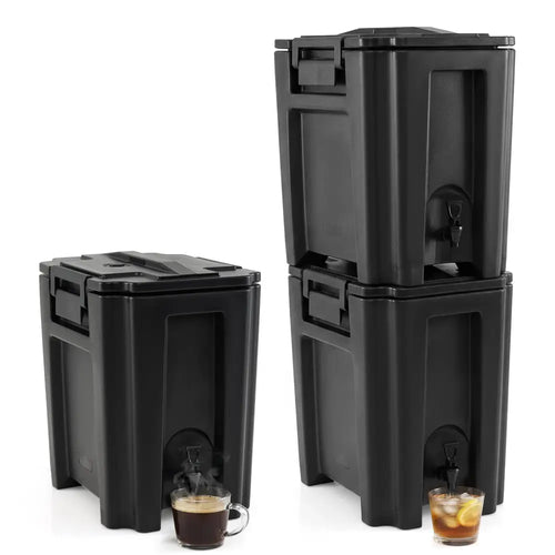 13.2 Gal Insulated Beverage Dispenser Commercial with Two-Stage Faucet-3 pieces - Black - Water Dispensers