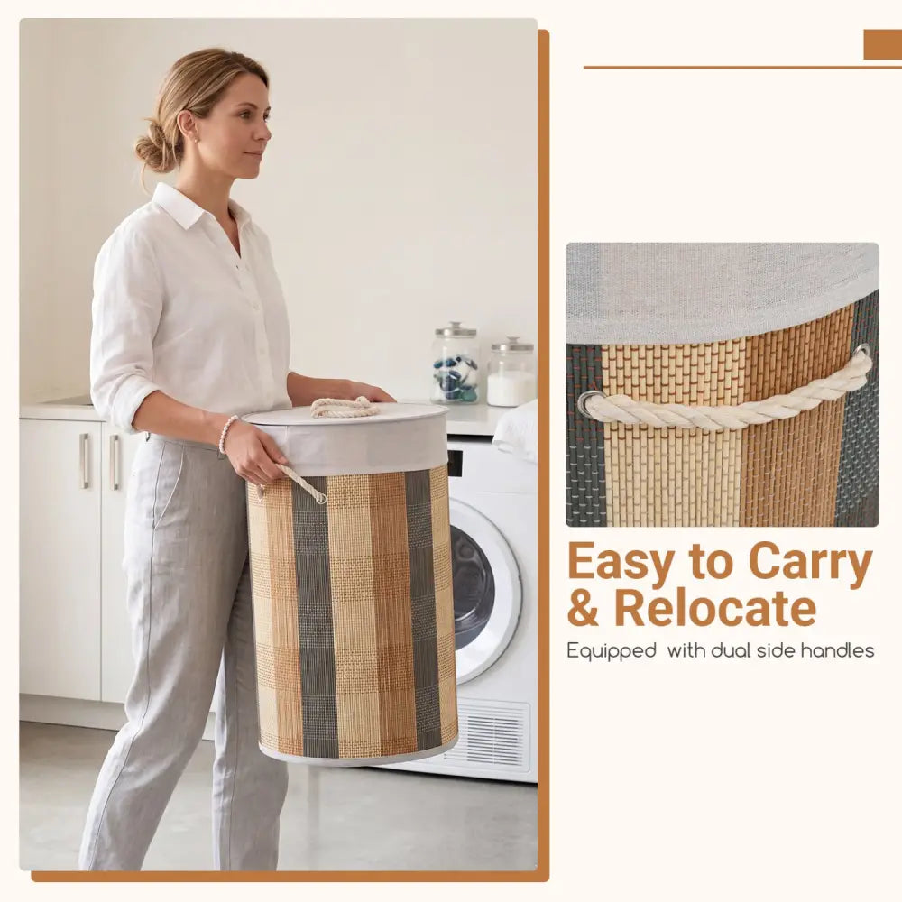 13.2 Gal Laundry Hamper with Removable and Machine-Washable Liner-Multicolor - Multicolor - Laundry Baskets