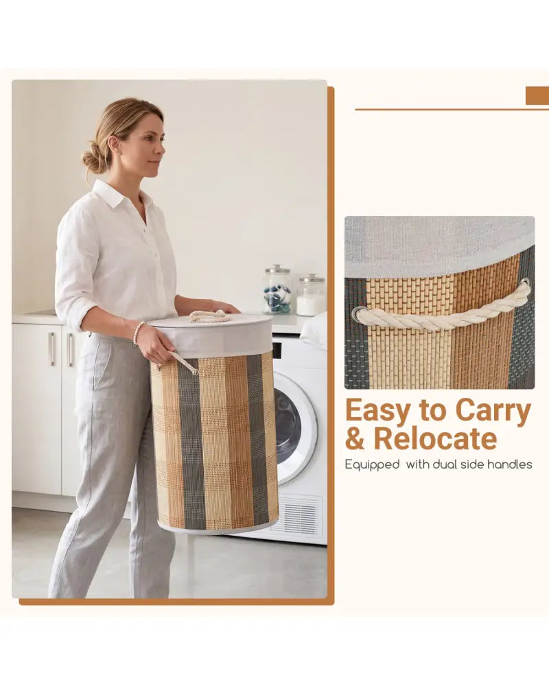 13.2 Gal Laundry Hamper with Removable and Machine-Washable Liner-Multicolor - Multicolor - Laundry Baskets