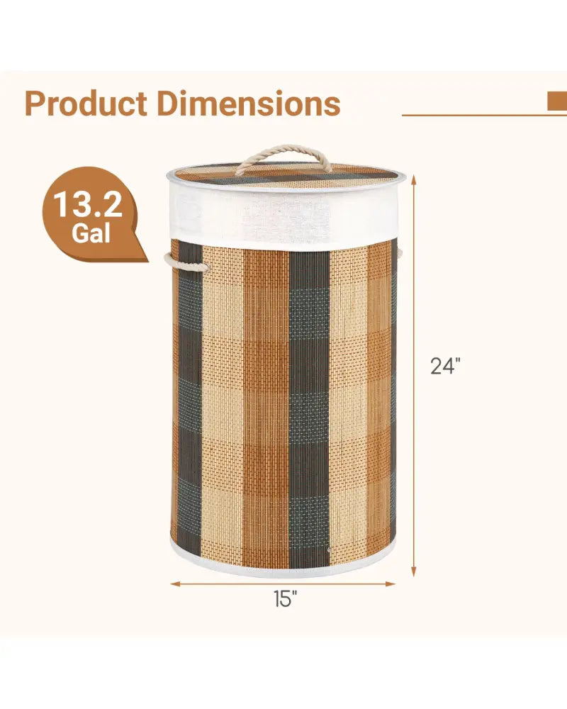 13.2 Gal Laundry Hamper with Removable and Machine-Washable Liner-Multicolor - Multicolor - Laundry Baskets