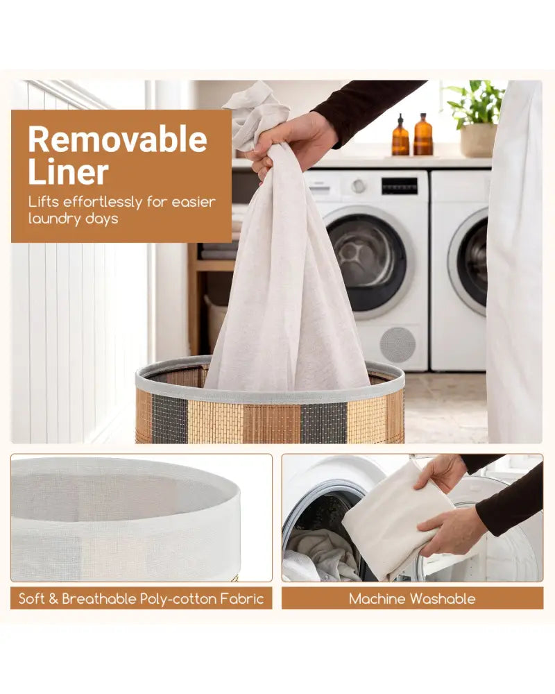 13.2 Gal Laundry Hamper with Removable and Machine-Washable Liner-Multicolor - Multicolor - Laundry Baskets