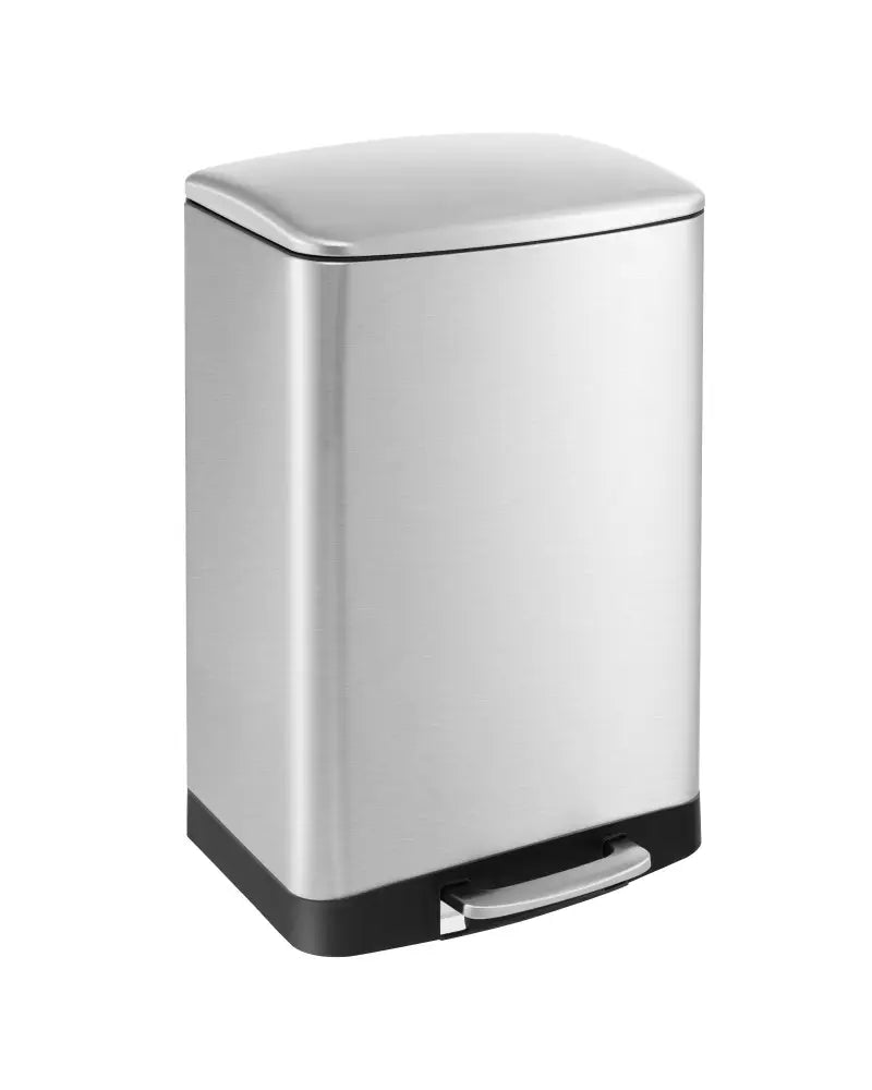 13.2 Gal Stainless Steel Trash Can with Lock Device-Sliver - Silver - Kitchen Trash Cans