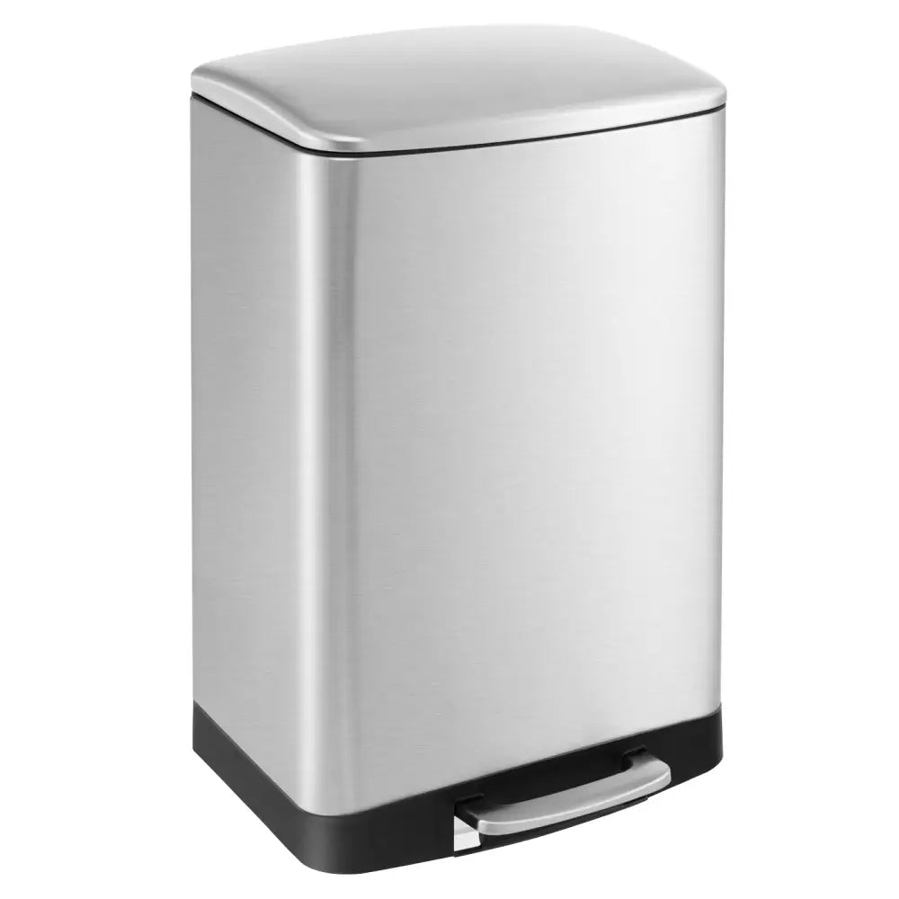 13.2 Gal Stainless Steel Trash Can with Lock Device-Sliver - Silver - Kitchen Trash Cans